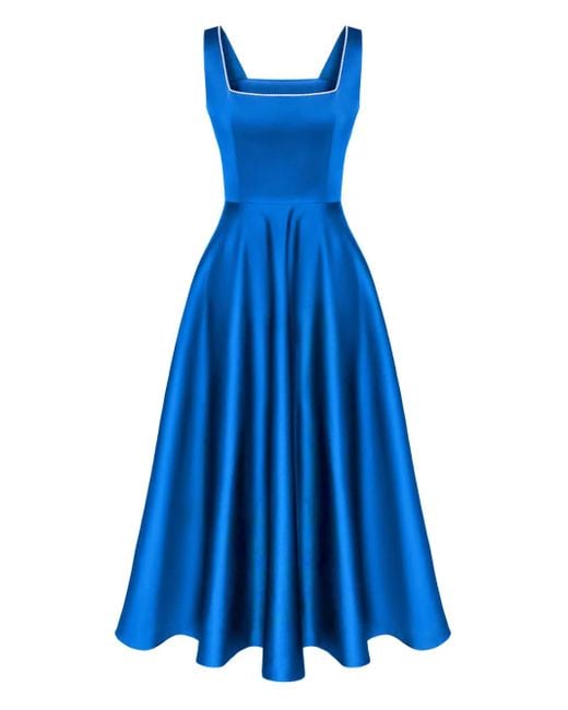 POST MERIDIEM Blue Decorated-Bodice Midi Dress