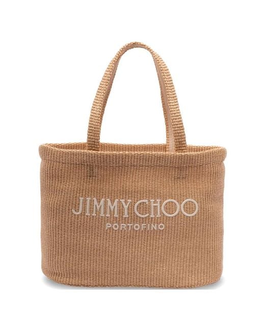 Jimmy Choo Natural Logo-Lettering Beach Bag