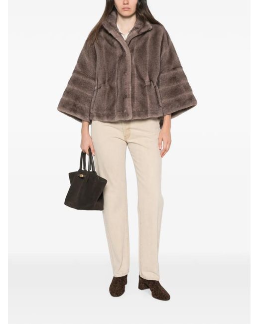 VALENTINI 1972 Brown High-Neck Drawstring-Waist Jacket