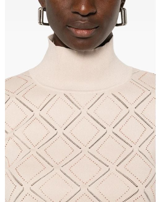 Blugirl Blumarine Trui Met Geometrisch Patroon En Hoge Hals in het Natural