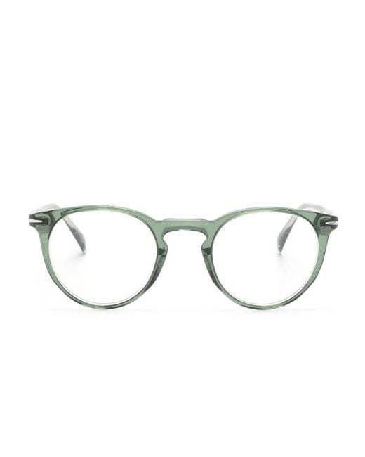 David Beckham Green Transparent Round-Frame Glasses for men