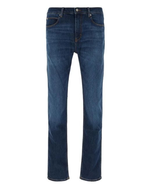 HUGO Men's Blue Button-Fastening Jeans