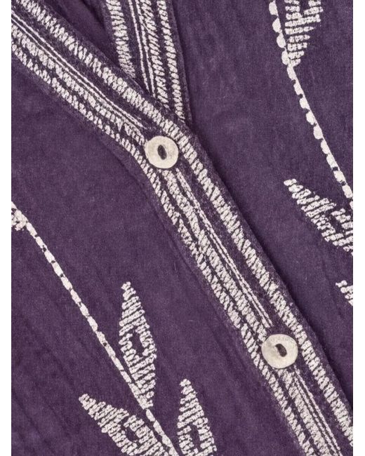 Ba&sh Purple Fedora Embroidered V-Neck Shirt