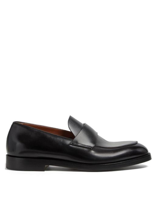 Zegna Black Torino Leather Loafers for men