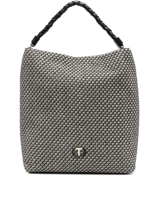 Twinset Gray Tote Bag mit Mesh-Effekt