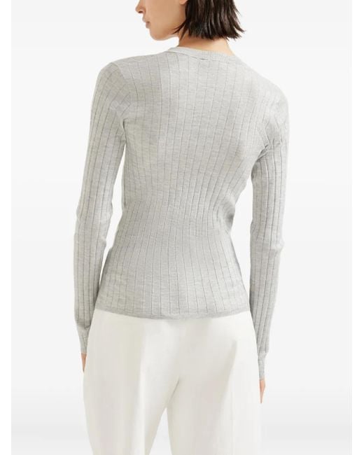 Brunello Cucinelli Vネック リブトップ Gray