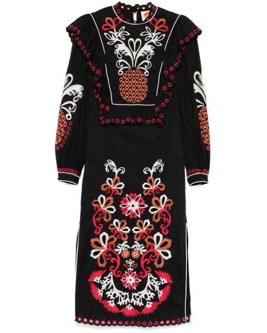 Farm Rio Black Cashew Mandala Richilieu Maxi Dress
