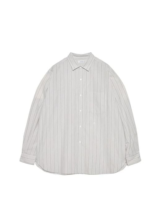 Nanamica White Stripe-Print Regular-Collar Shirt for men