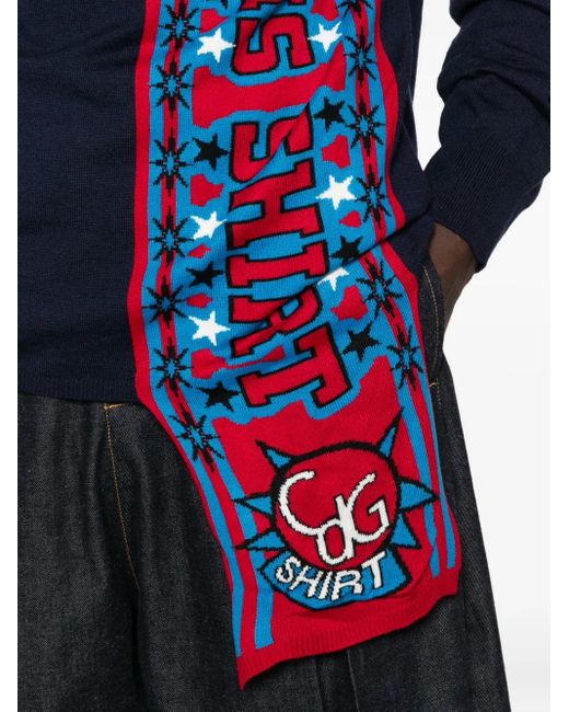 メンズ Comme des Garçons スカーフディテール セーター Blue