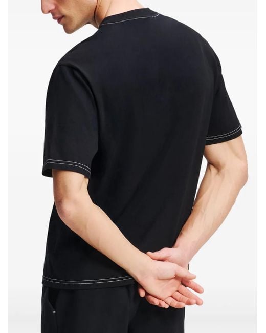 Karl Lagerfeld Black Contrast-Stitching T-Shirt for men