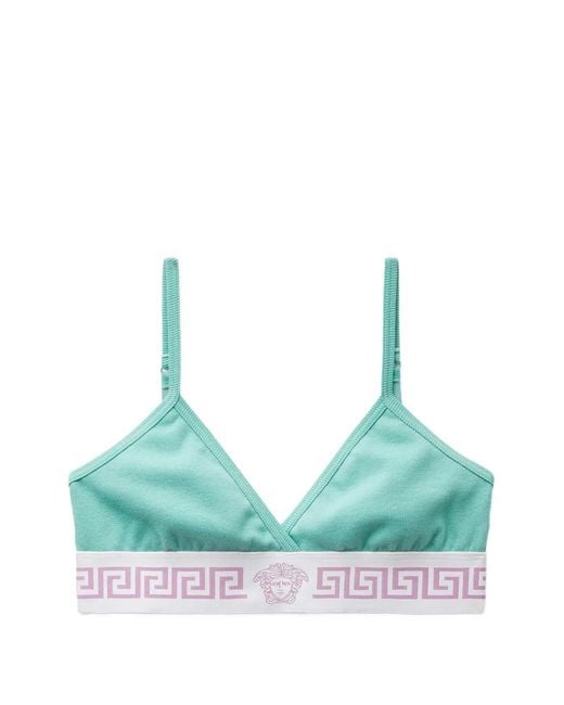 Versace Green Ribbed Cotton-Jersey Bralette