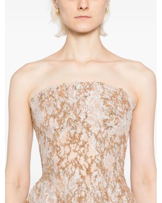 Saiid Kobeisy Natural Embroidered Maxi Dress