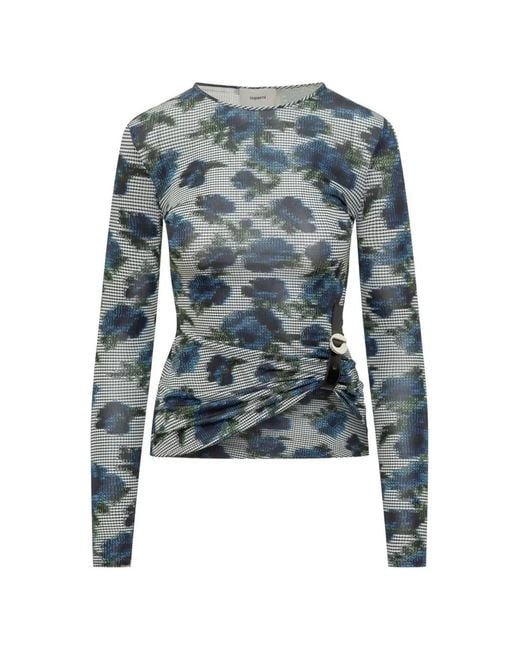 Coperni Blue Floral-Print Long-Sleeves Top