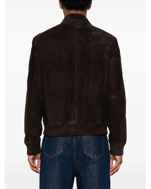 NN07 Brown Owen Zip-Fastening Leather Jacket for men