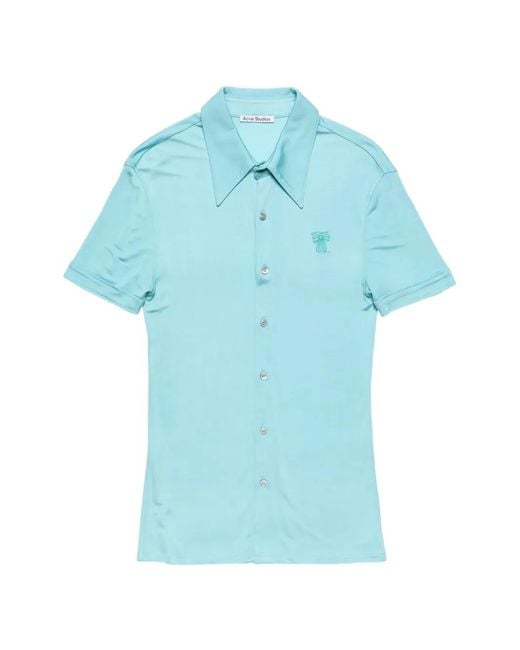 Acne Blue Embroidered Shirt for men