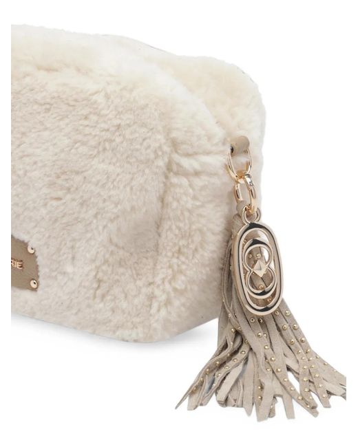 La Carrie Natural Teddy Faux-Fur Shoulder Bag