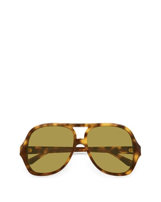 Chloé Green Tortoiseshell-Effect Pilot-Frame Sunglasses