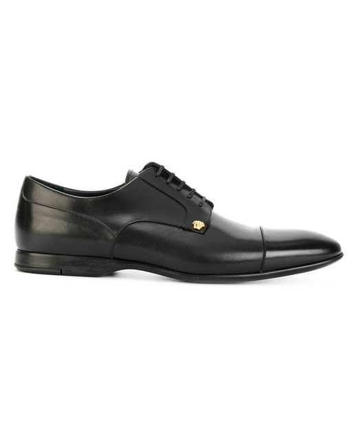 Versace Black Medusa Logo Lace-up Shoes for men