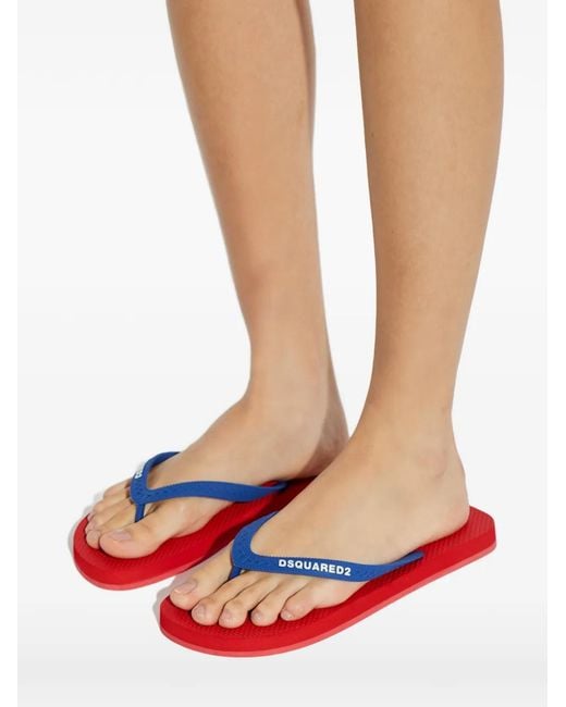 DSquared² Red Logo Flip Flops
