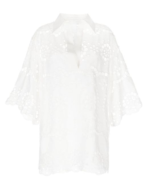 Zimmermann White Bluse mit Blumenstickerei
