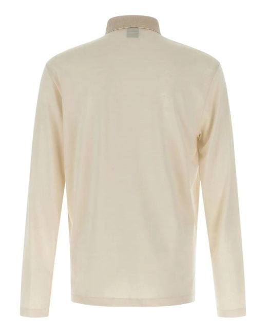 Boss White Long-Sleeve Polo Shirt for men