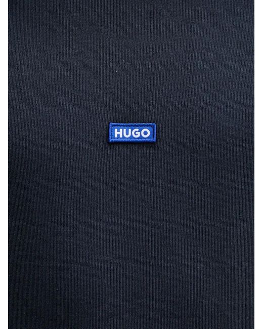 Sudadera con capucha y parche del logo HUGO de hombre de color Blue