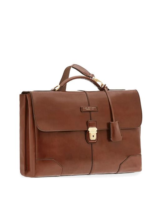 The Bridge Brown Vespucci Leather Briefcase for men