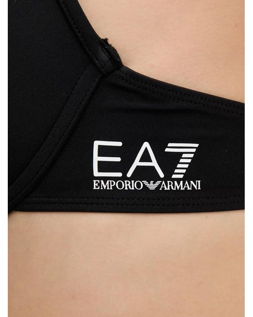 EA7 Black Logo-Print Bikini