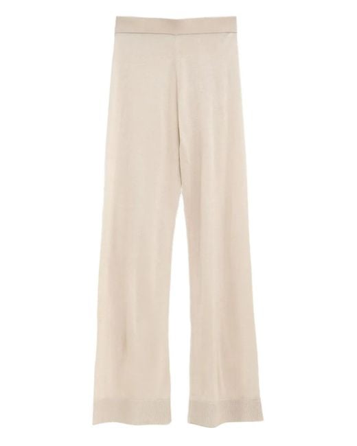 Totême Natural Knitted Wide-Leg Trousers