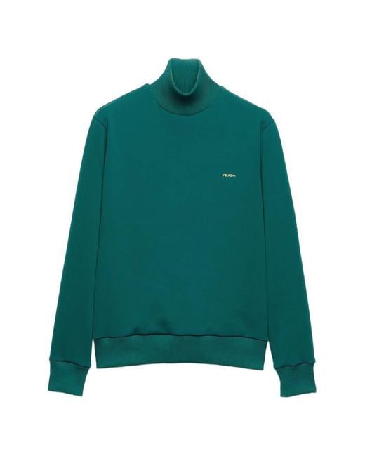 Prada Green Sweat Col Roulé À Logo Brodé for men