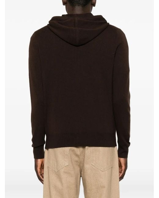 Bompard Brown Zip-Up Drawstring Hoodie for men