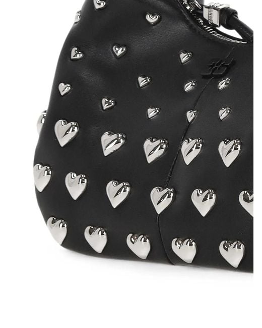 Ganni Black Heart-Stud Shoulder Bag