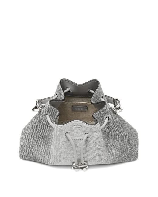 Jimmy Choo Gray Small Cinch Drawstring Shoulder Bag