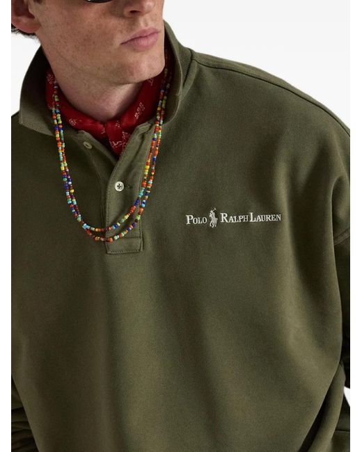 Polo Ralph Lauren Green Relaxed Fit Logo Collared Sweatshirt for men