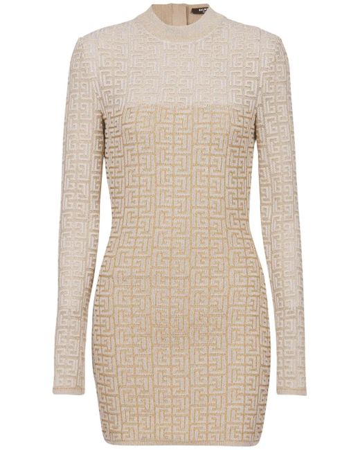 Robe À Motif Pb Labyrinth En Jacquard Balmain en coloris Natural