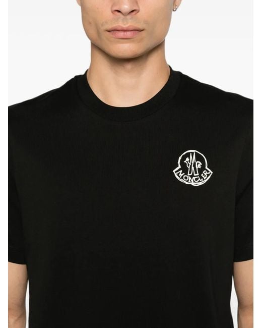Moncler Black Logo-Patch T-Shirt for men