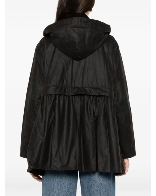 Barbour Black X Ganni Peplum Waxed Coat