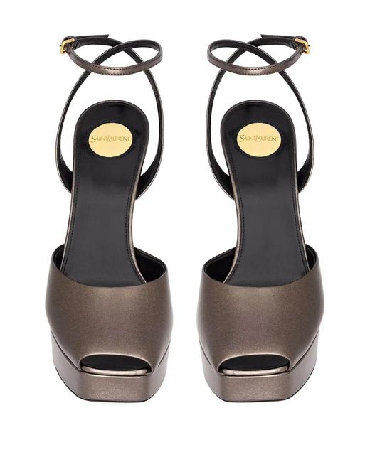 Saint Laurent White Platform Ankle Strap Sandals