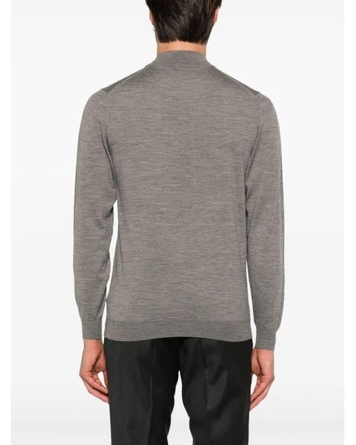 Fedeli Gray Derby Virgin Wool Sweater for men