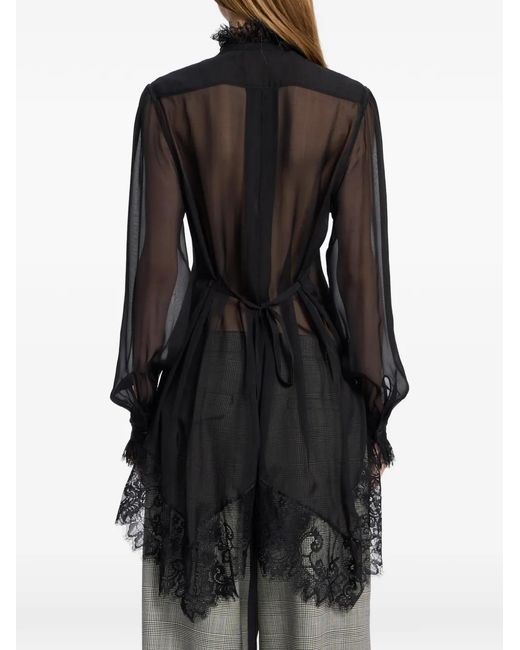 Ann Demeulemeester Black Barah Ruffled Lace-Trim Shirt
