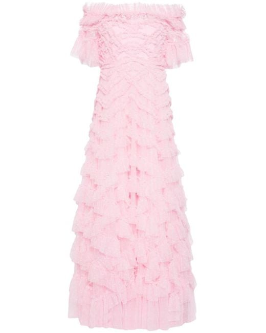 Robe longue Lana à épaules dénudées Needle & Thread en coloris Pink