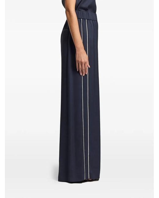 Peserico Blue Stripe-Detail Satin Trousers