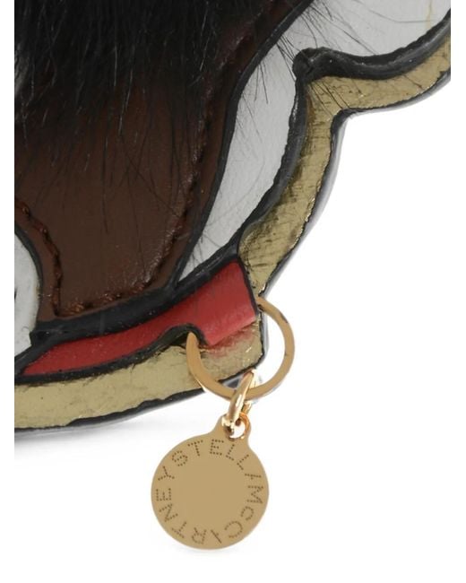 Stella McCartney White Metallic Cow-Motif Keychain