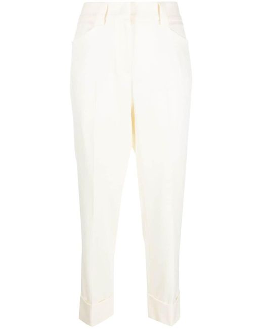 Fabiana Filippi White Cropped Virgin Wool Trousers