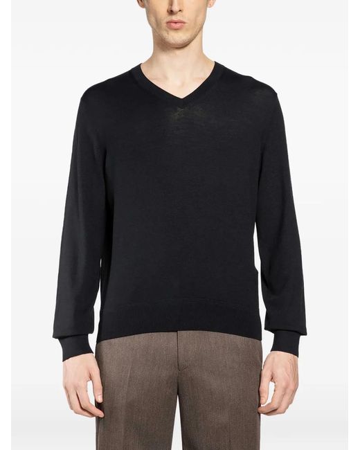 Tom Ford Black Long-Sleeve V-Neck Top for men