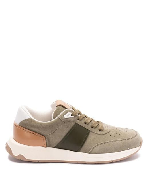 Tod's Brown Leather-Trim Suede Sneakers for men