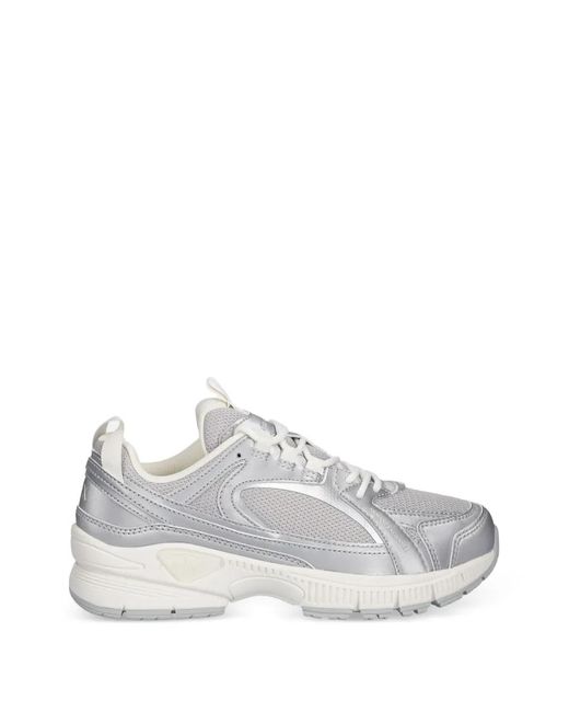ARMANI EXCHANGE White Metallic Panelled Trainers
