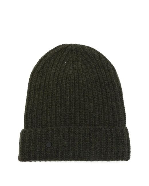 Closed Green Ribbed Beanie Hat for men