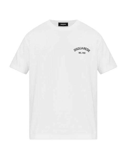DSquared² White Logo-Embellished Cotton T-Shirt for men
