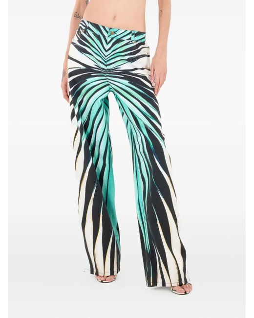 Roberto Cavalli Blue Ray Of Sea-Print Trousers